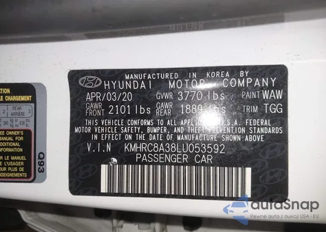 2020 Hyundai Venue Sel from USA, damaged, VIN KMHRC8A38LU053592